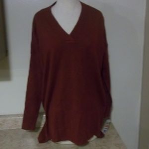 NWT STYLE & CO V NECK  SWEATER PLUM TART X SMALL